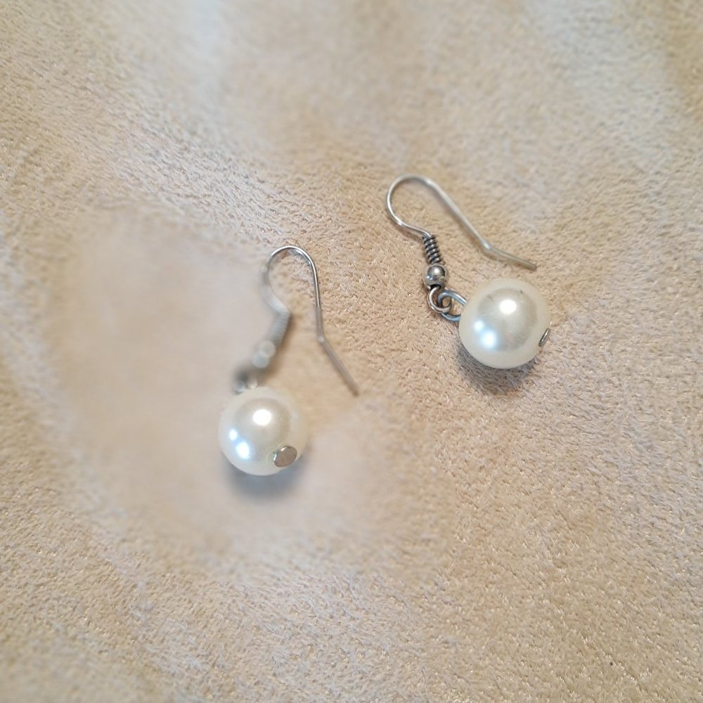 Simple pearl look earrings